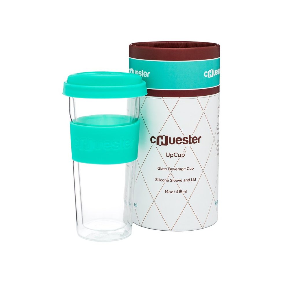 NEW!‎ Chuester 14oz Double-Walled Glass Travel Mug ( Green )